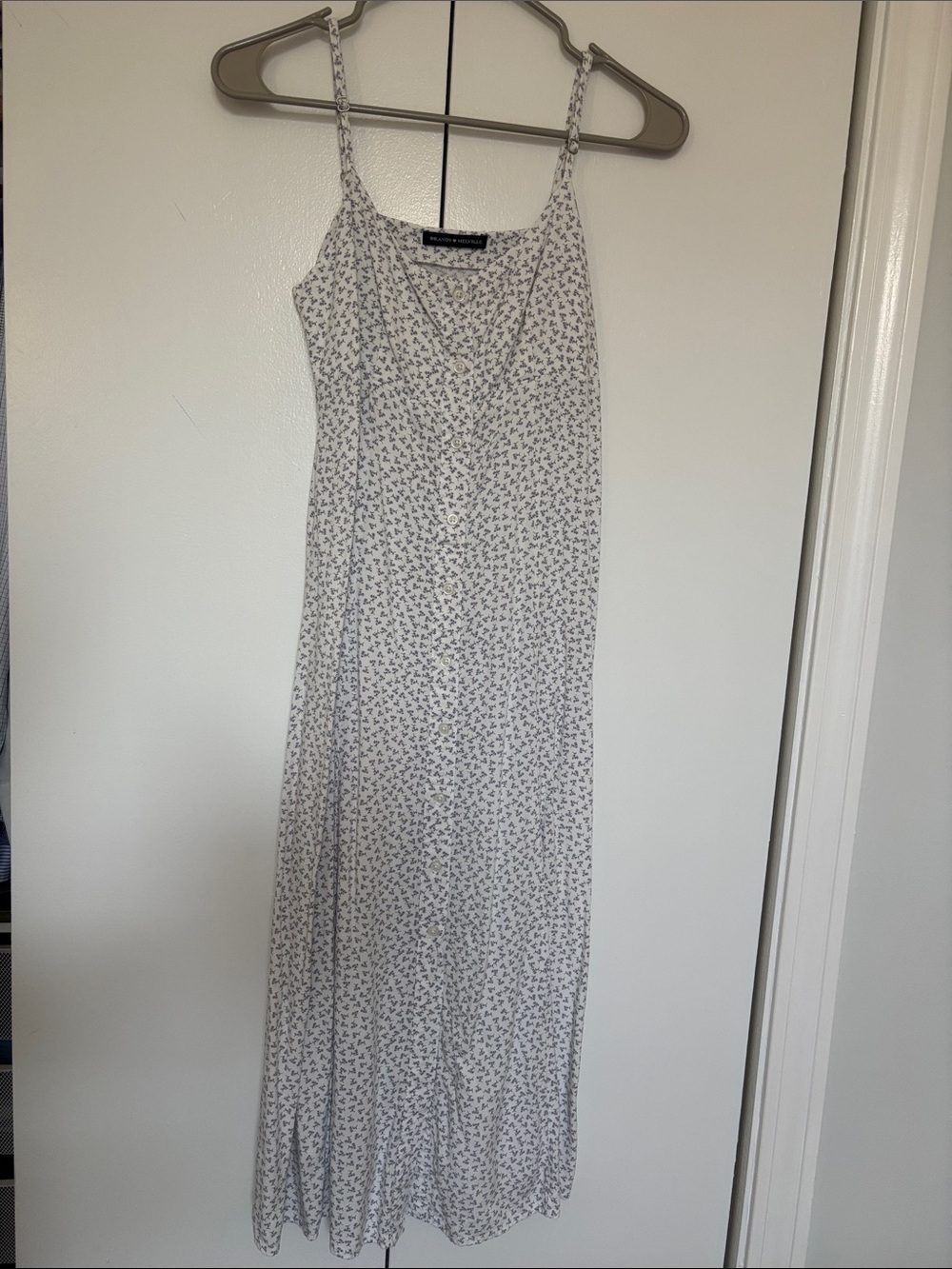 Brand Melville White Floral Maxi Dress with Spaghetti Straps